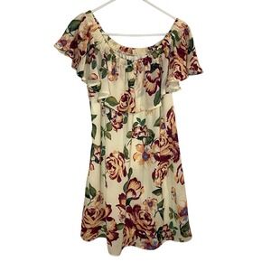 Emerald Sundae Floral Design Sleeveless Sundress Coverup Off The‎ Shoulder Sz L